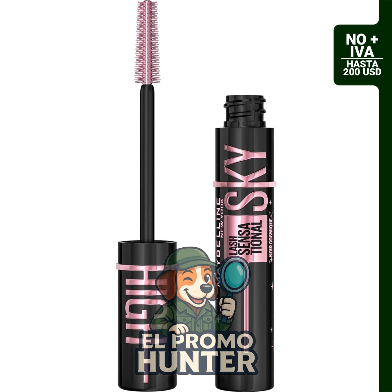 Maybelline Lash Sensational Sky High - Máscara de pestañas lavable, negro Cósmico, 1 unidad.
