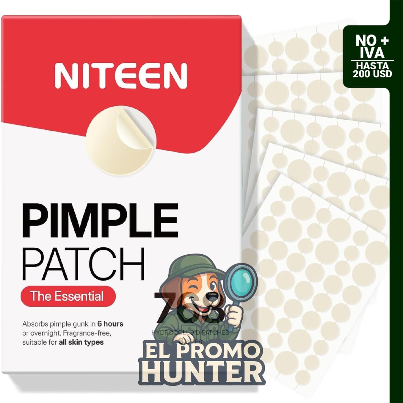 NITEEN 768 parches hidrocoloides para cubrir granos y brotes, paquete de 3 tamaños.