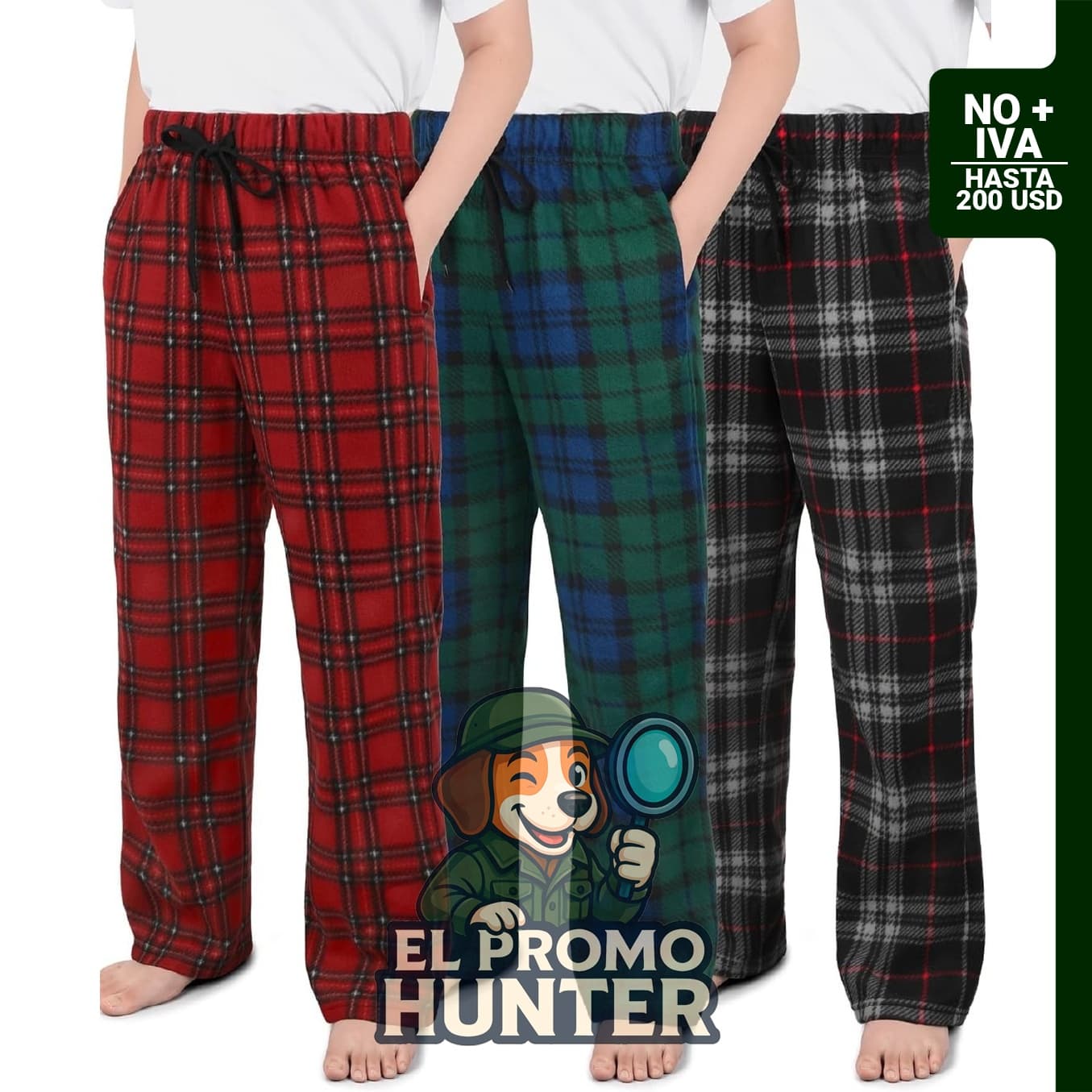 Paquete de 3 pantalones de pijama de microforro polar para niños, con bolsillos y cordón.