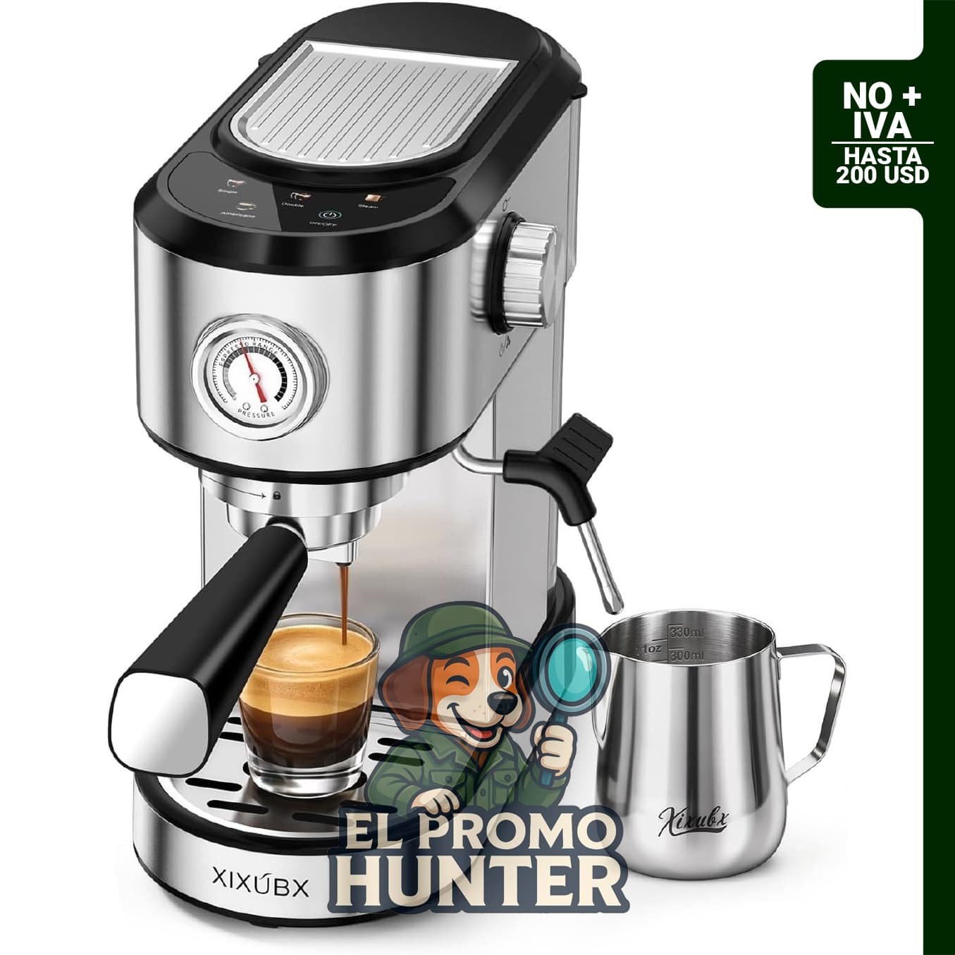 XIXUBX Máquina de café expreso de 20 bar con espumador de leche y pantalla.