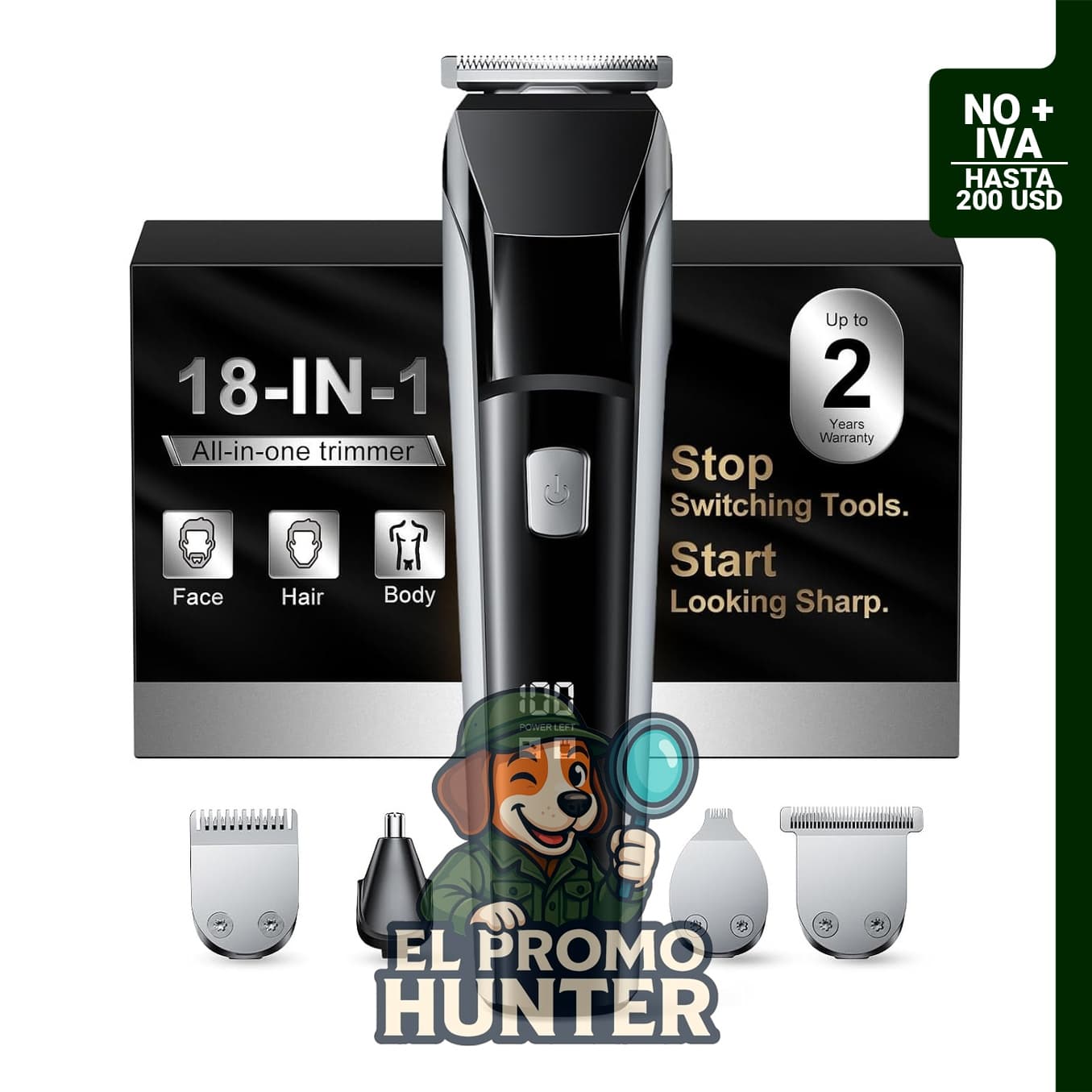 YGZ Cortadora de barba eléctrica para hombres.