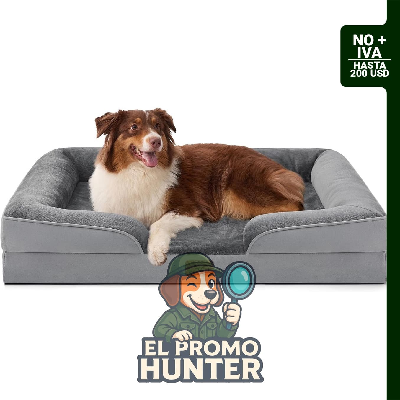 Bedsure Cama Ortopédica para Perros Grande, lavable e impermeable, con funda extraíble.