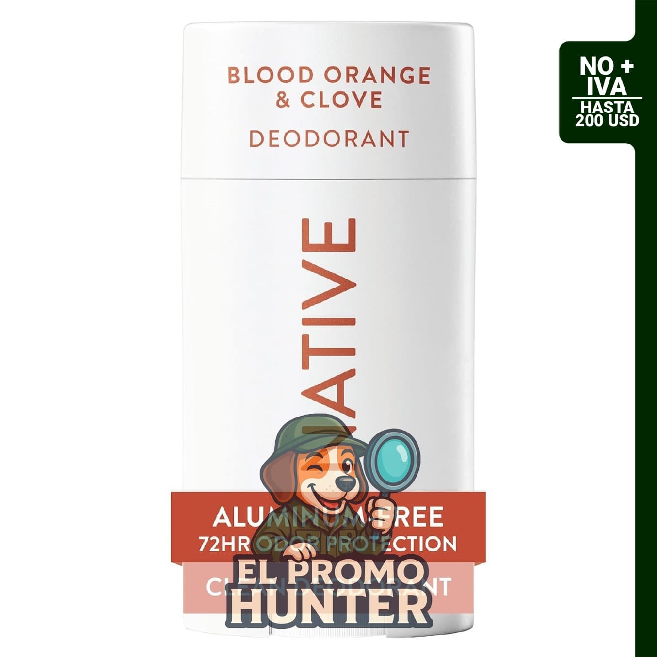 Desodorante Native, 2.65 oz (75 g), control de olores de 72 horas, sin aluminio, aroma naranja sanguina y clavo de olor.