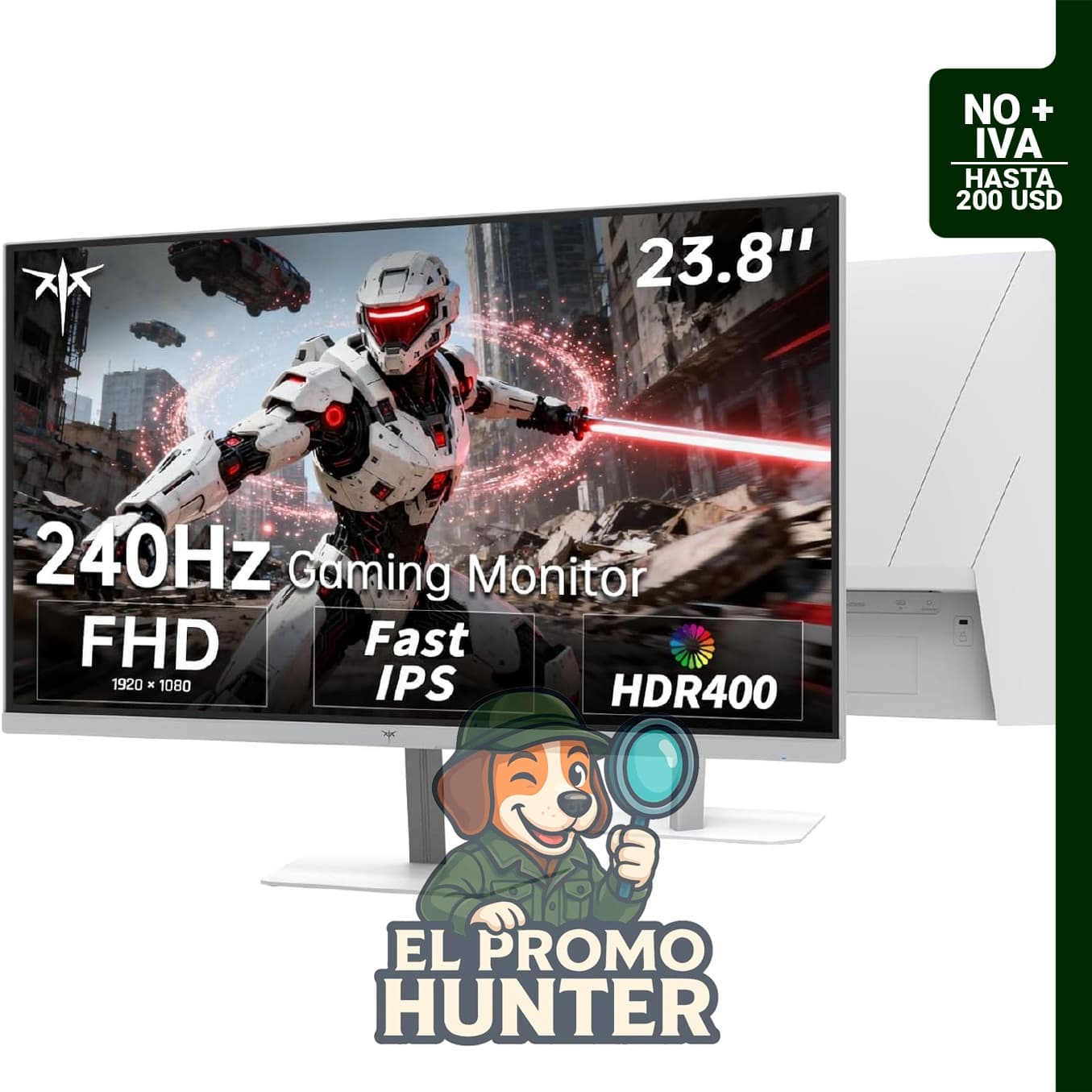 Monitor KTC de 24" (60.96 cm) FHD 1080p, 240 Hz, panel IPS, 1 ms, HDR400, 116% sRGB, puertos HDMI/DP/USB2.0.