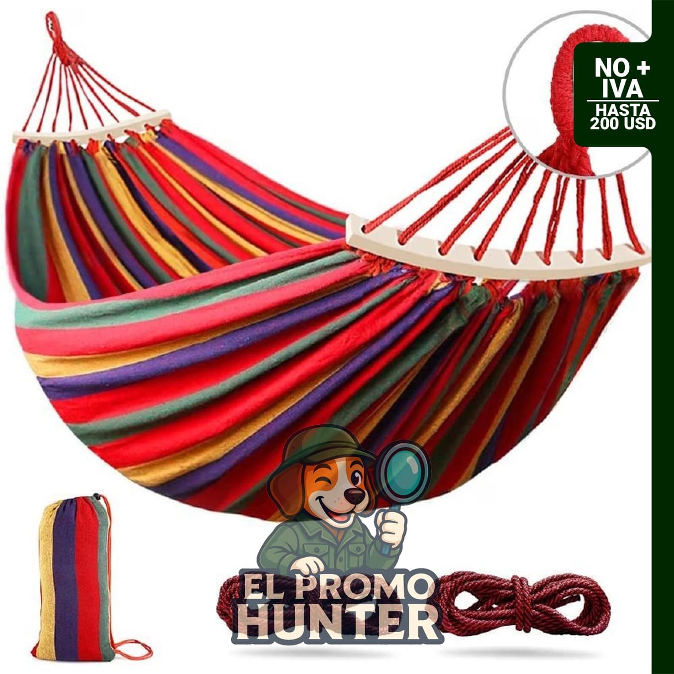 Outerman Hamaca de campamento 108.3 x 61.0 in, tela de lona gruesa, capacidad de carga 250 kg.