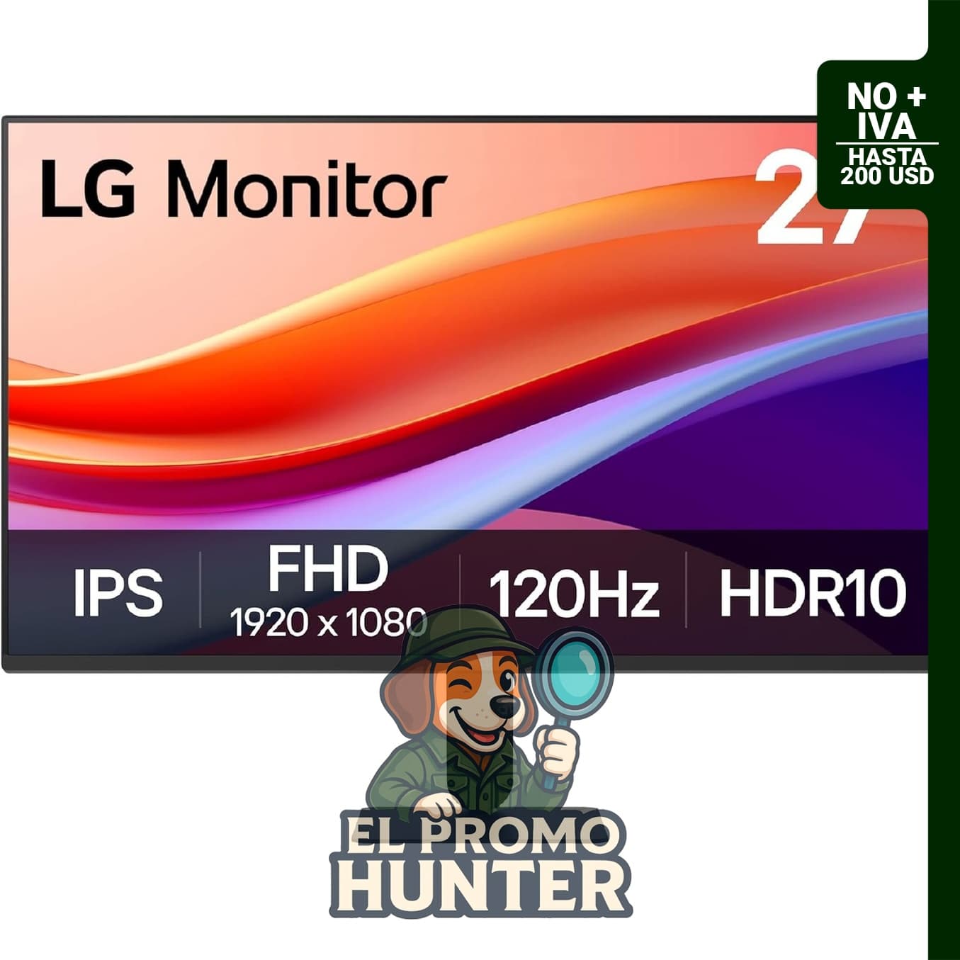 Monitor LG 27U411A-B de 27" (68.6 cm) Full HD (1920 x 1080) IPS, 120Hz, HDR10, con HDMI y base delgada.