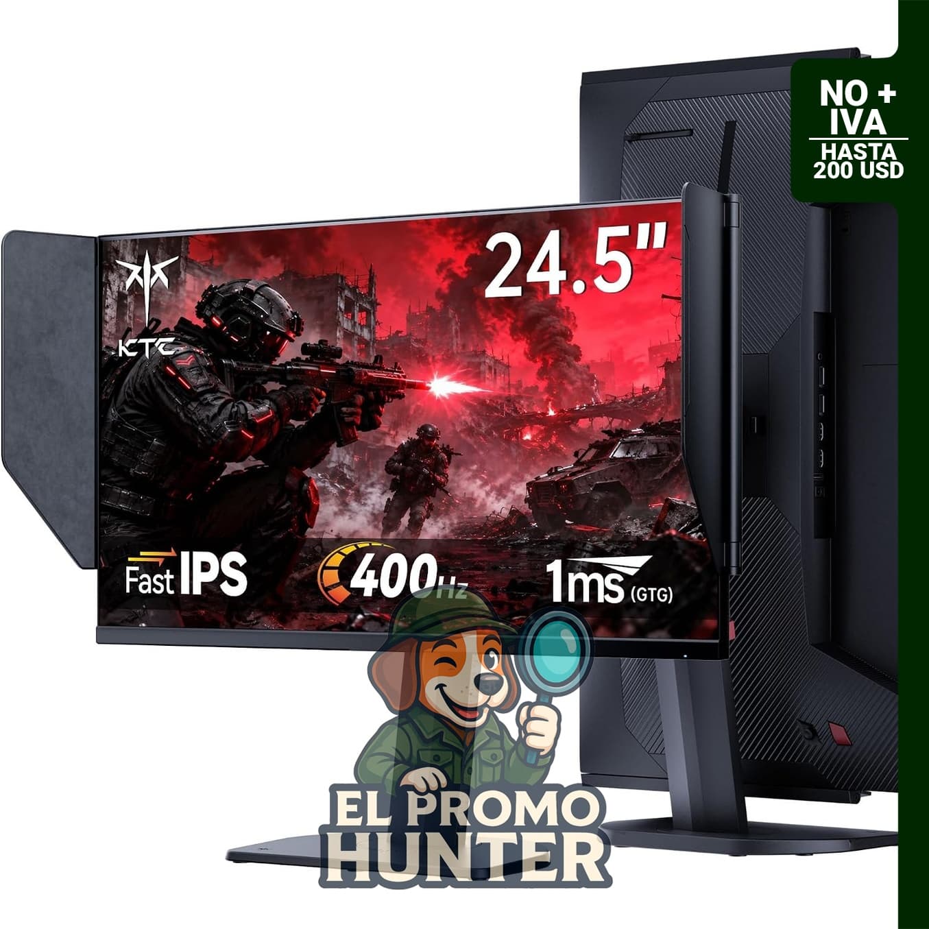 Monitor KTC 25M2 Pro de 24.5" (62.2 cm), 360Hz, 1080P, IPS, 1 ms GTG, HDMI y DP.