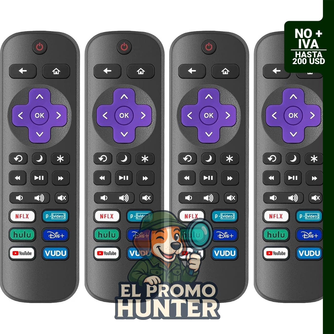 Paquete de 4 controles remotos de repuesto para Roku TV, compatibles con TCL, Hisense, Onn, Sharp y Philips.