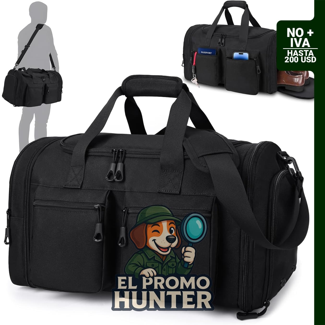 HILOMON bolsa de viaje expandible de 38L a 45L, aprobada por la TSA, con compartimento para zapatos y bolsillo húmedo.