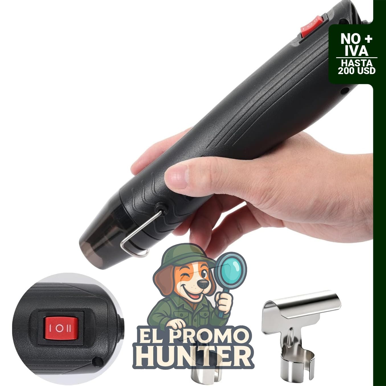 Pistola de calor Ferropeak de 110 V y 350 W, con cable de 3.28 pies y soporte.