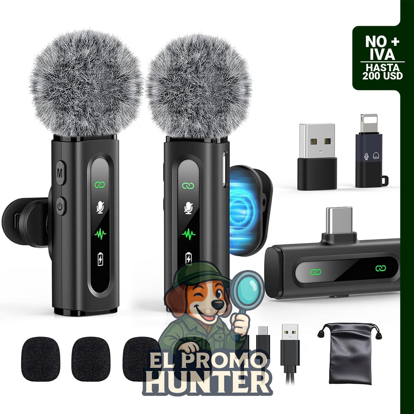 Micrófono Lavalier USB C Inalámbrico para dispositivos Android, grabación de video con reducción de ruido.