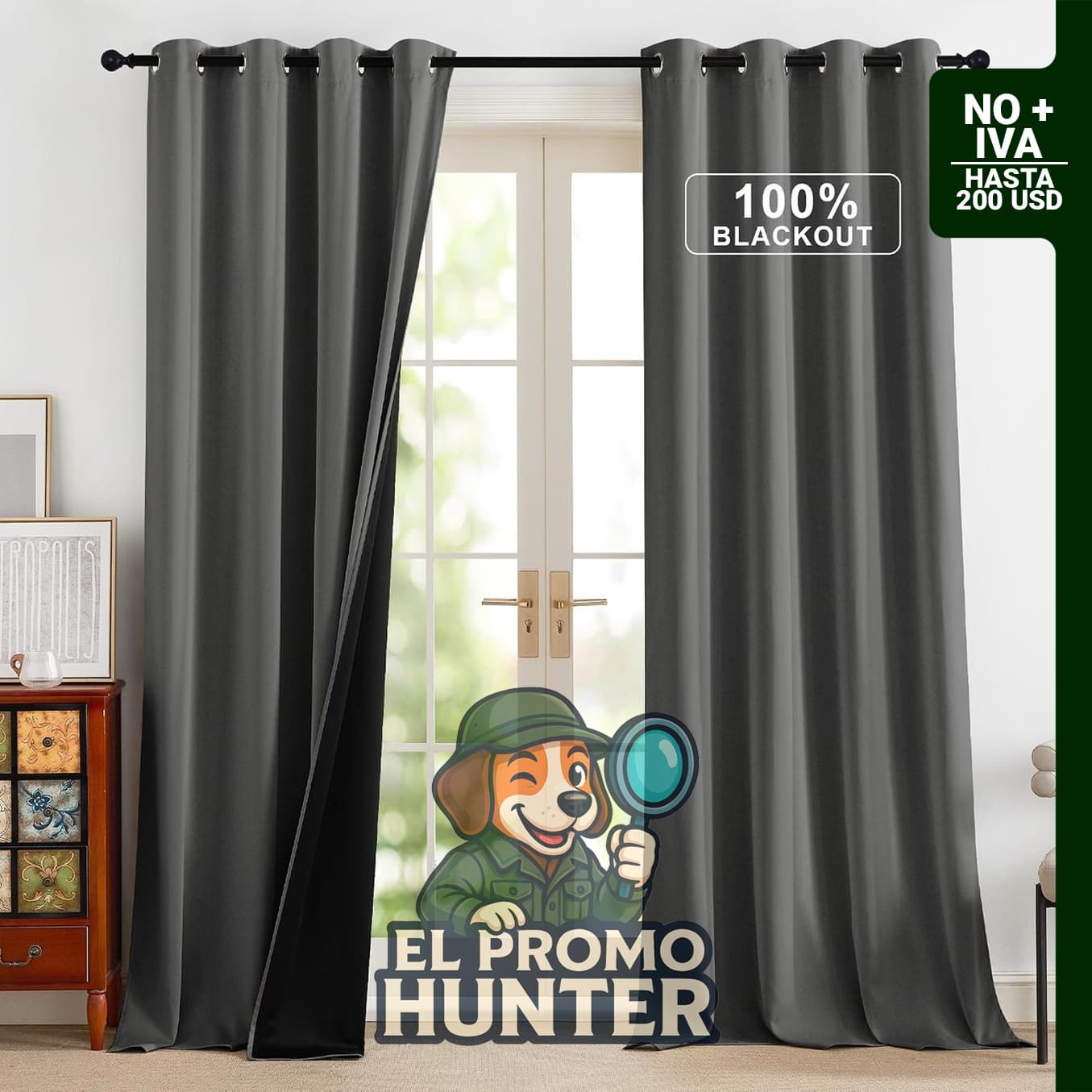 NICETOWN cortinas 100% opacas de 90" (229 cm) de largo, 2 paneles con ojales para ventanas.