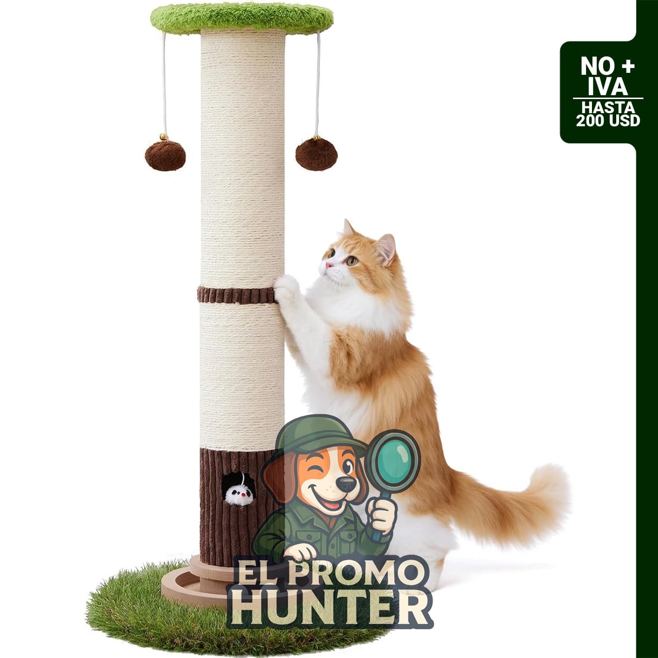 Poste rascador de gato Woochpet de 34 pulgadas (86 cm) con juguete de pista de bola.