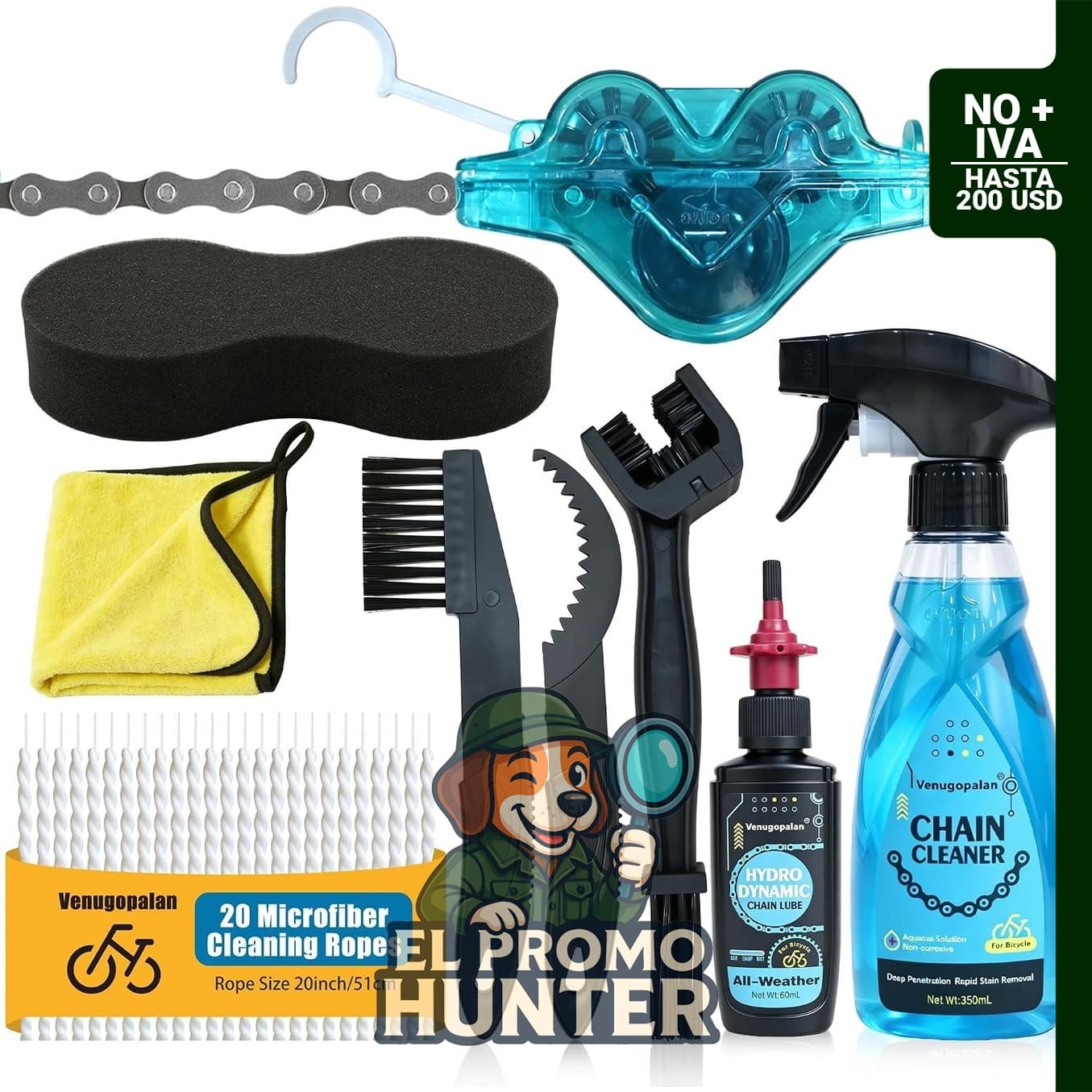 Kit de limpieza para bicicletas Venugopalan, incluye desengrasante, limpiador, lubricante y cepillo.