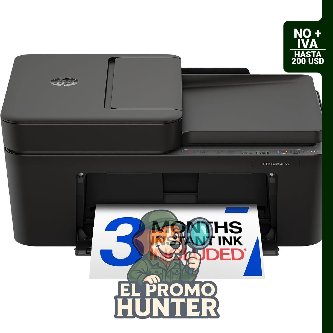 HP DeskJet 4355 Impresora inalámbrica de inyección de tinta a color, escáner y fotocopiadora.