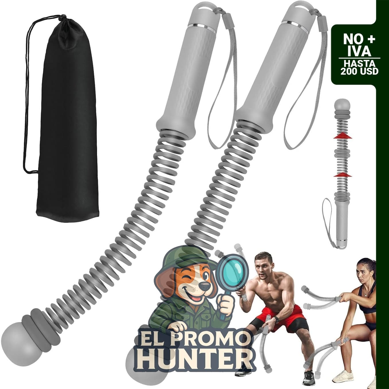 2 cuerdas de batalla inalámbricas con anillo de batalla ponderado ajustable para entrenamiento en casa.