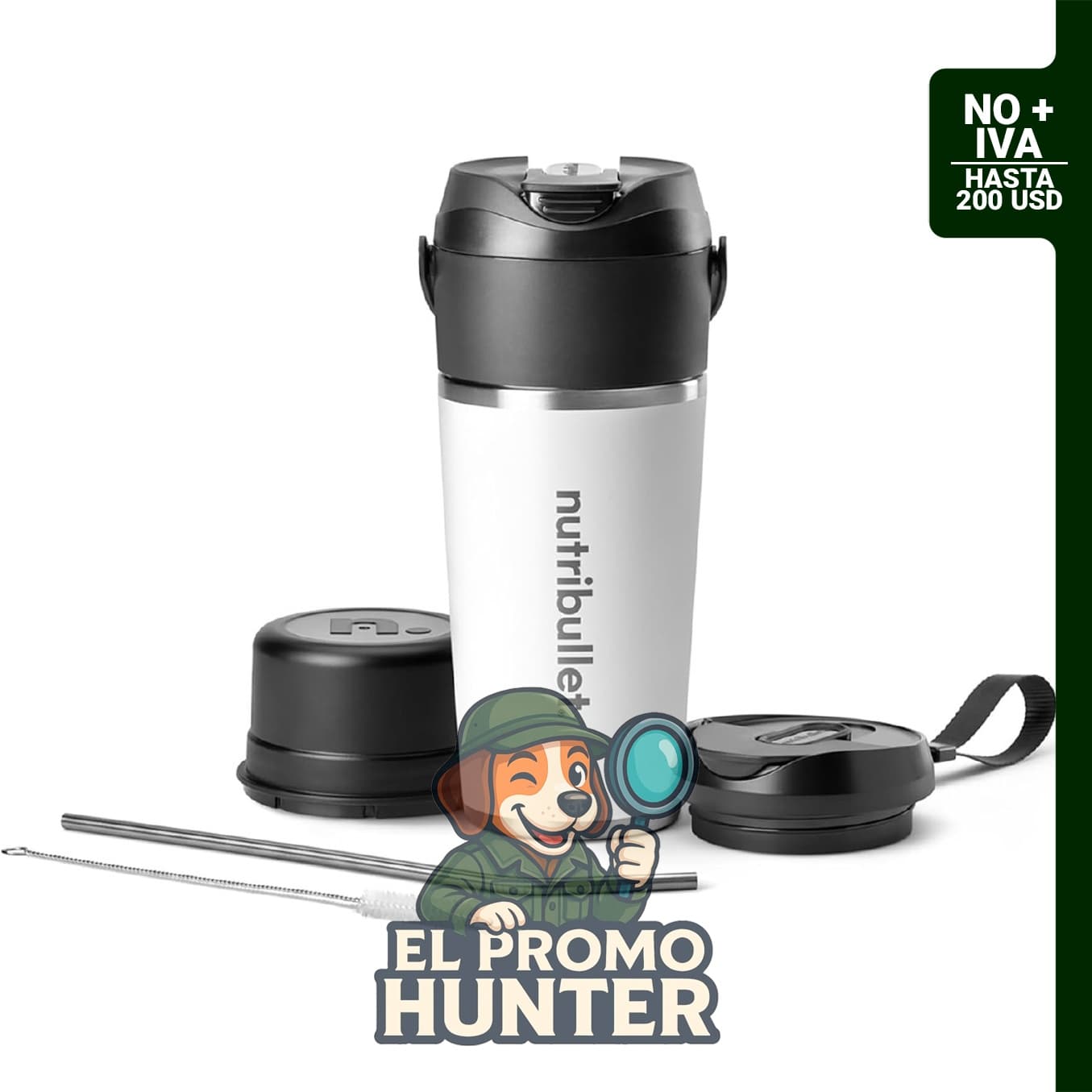 Batidora portátil Nutribullet Flip con taza aislada, blanca, NBPB50350AW.
