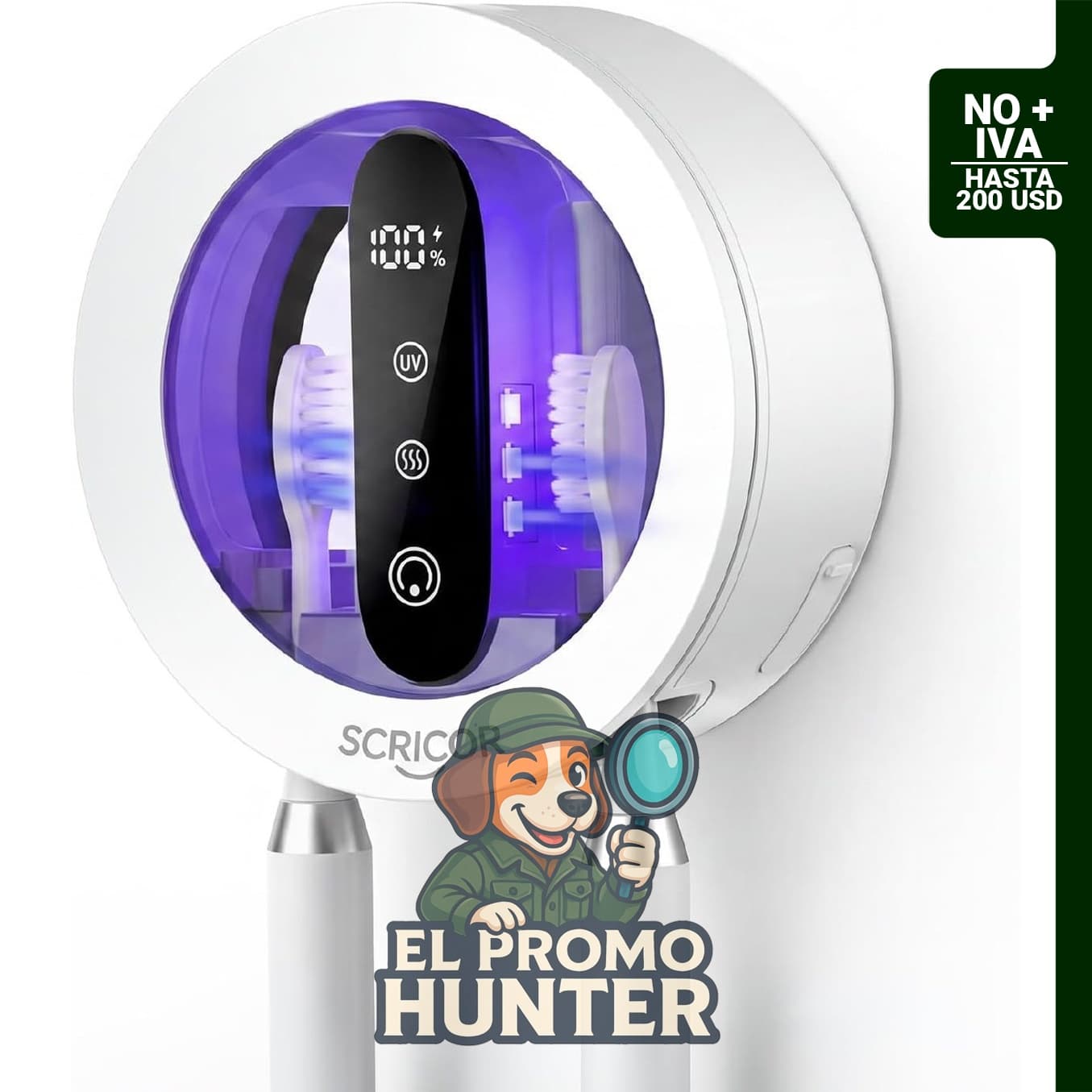 Soporte para cepillos de dientes mejorado 2026 con doble secado UV y calentado, montado en la pared.