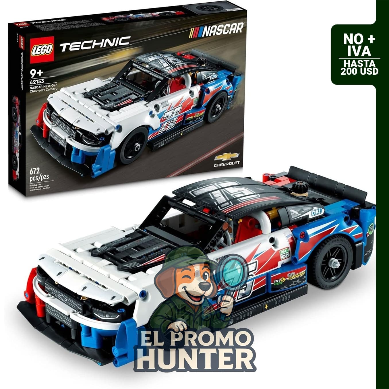 LEGO Technic NASCAR Next Gen Chevrolet Camaro ZL1, modelo de auto de carreras para construcción.
