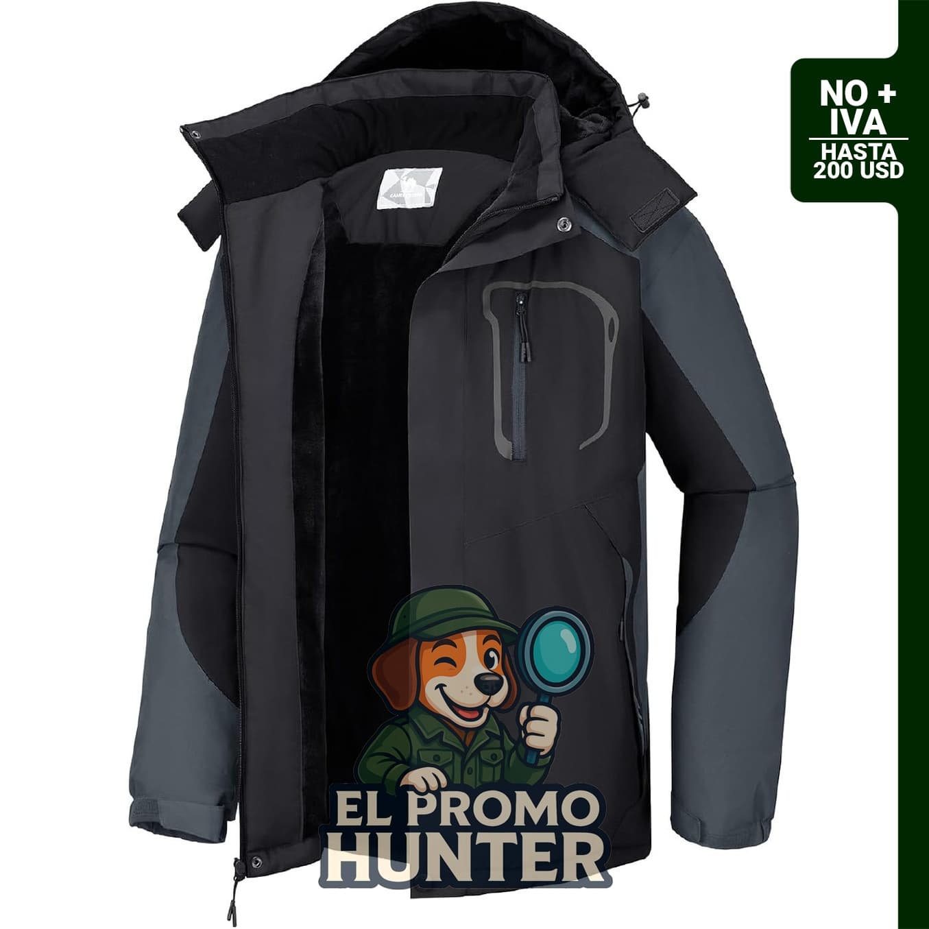 CAMEL CROWN Chaqueta de esquí impermeable para hombre, forro polar cálido y capucha.