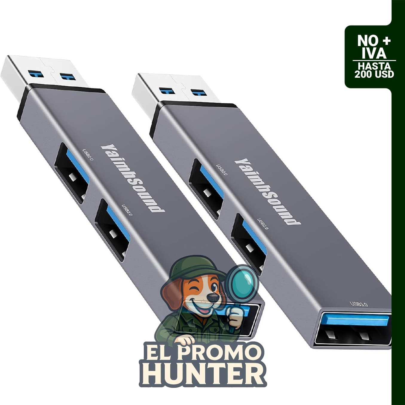 Concentrador USB YaimhSound con 1 entrada y 3 salidas USB 3.0 + 2 USB 2.0, compatible con laptop, PC y Xbox.