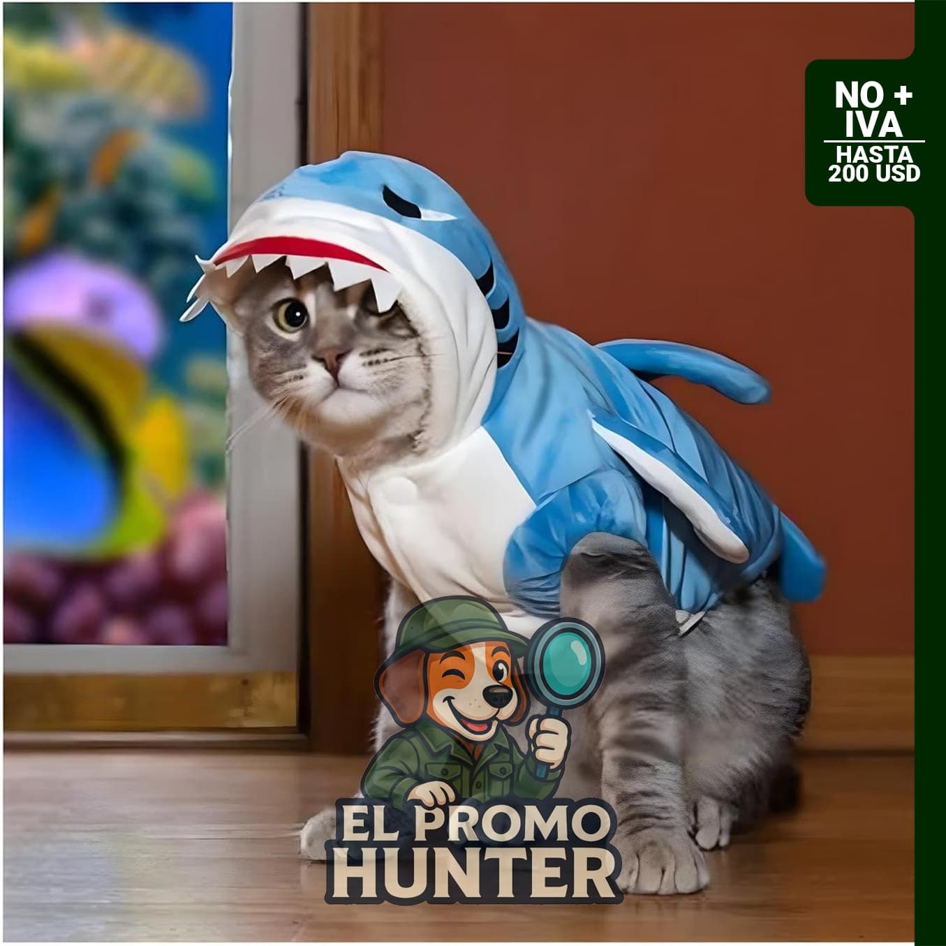 Disfraz de tiburón para perro, sudadera con capucha para gatos y perros, color azul, tamaño XS.