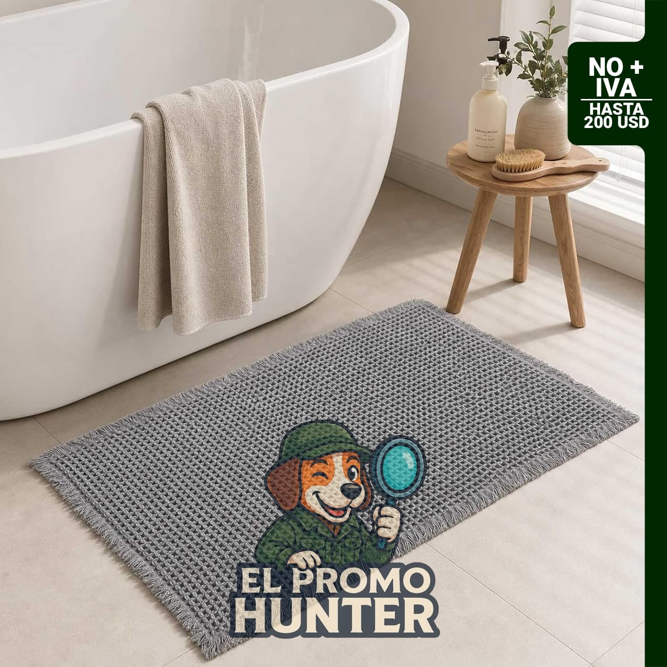 Tapete de baño antideslizante, lavable, diseño de gofre, 31 x 19 pulgadas, color gris.
