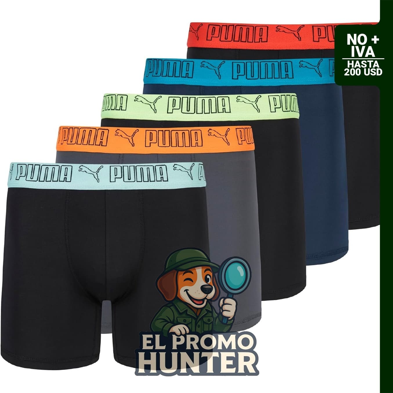 Paquete de 5 calzoncillos tipo bóxer Performance para hombre de PUMA.