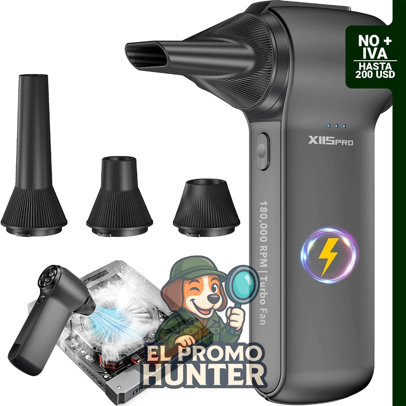 ZANXELORR Compressed Air Duster, soplador de ventilador turbo de 180000 RPM.
