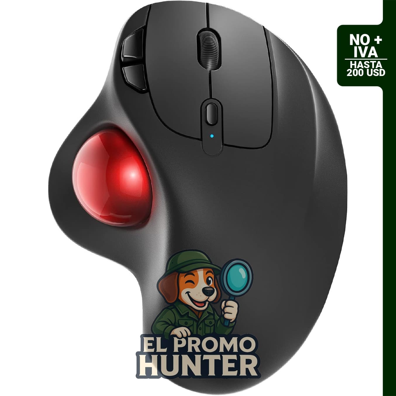 Nulea Ratón Trackball Inalámbrico M501, ergonómico y recargable, con conexión para 3 dispositivos.