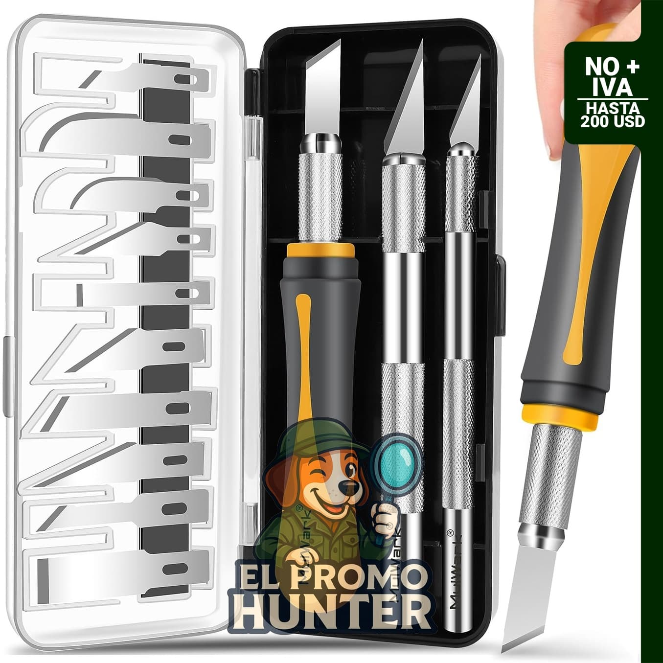 MulWark Exacto Juego de cuchillos, kit de 16 piezas para manualidades con cuchillos afilados.
