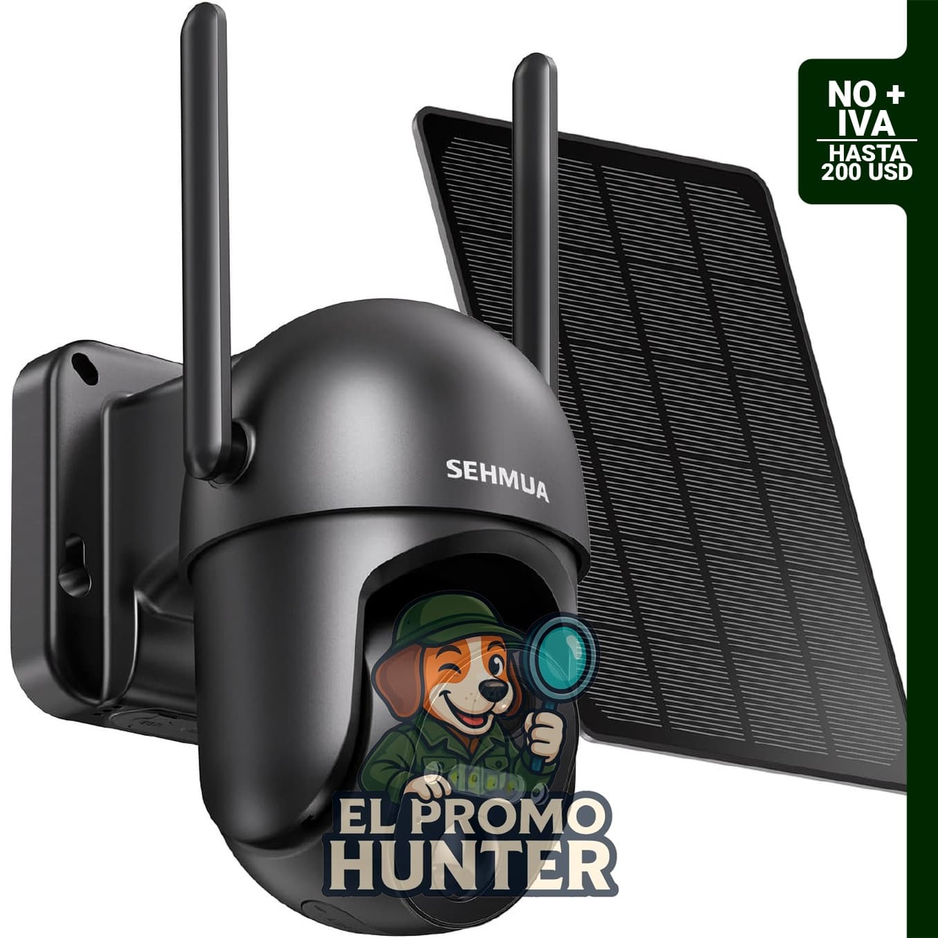 SEHMUA Cámara de Seguridad Solar Inalámbrica para exteriores, resolución 2K, visión nocturna a color, sensor PIR.