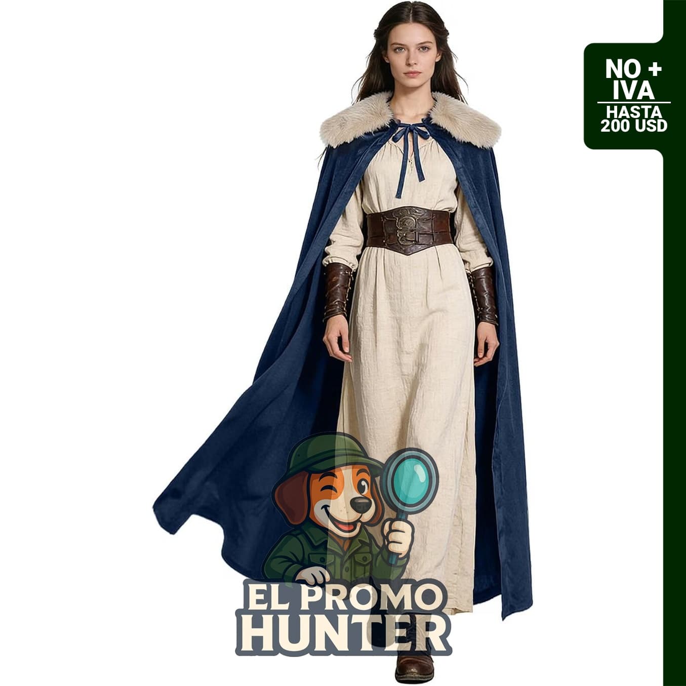 Capa de piel vikinga y terciopelo, diseño medieval para cosplay.