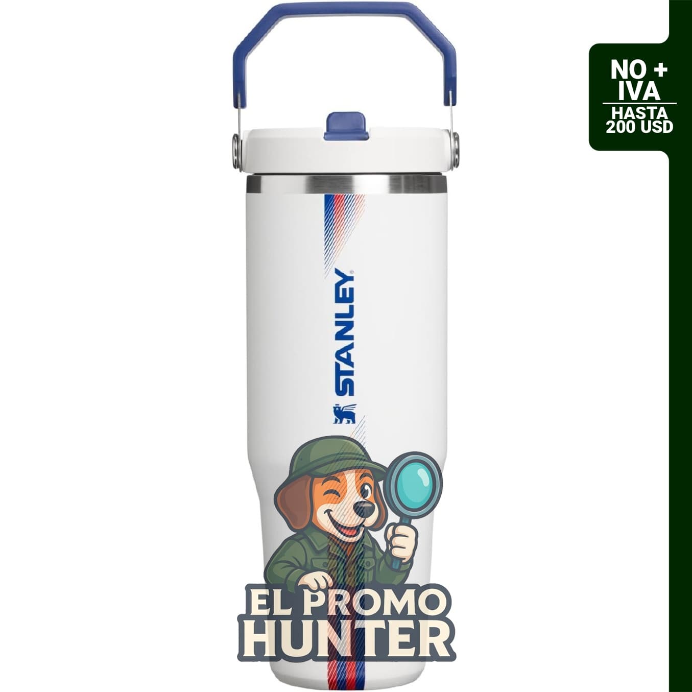 STANLEY IceFlow 2.0 - Vaso con pajita de 30 onzas (887 ml), color blanco y azul oscuro.