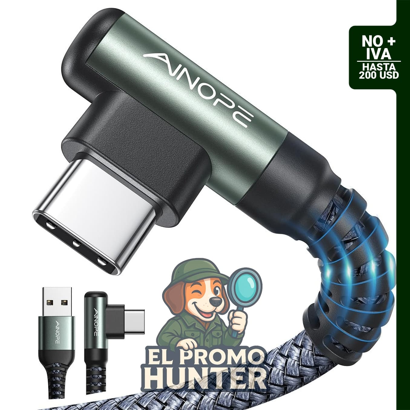 AINOPE Cable USB A a USB C de 6.6 pies, paquete de 2 cargadores tipo C.