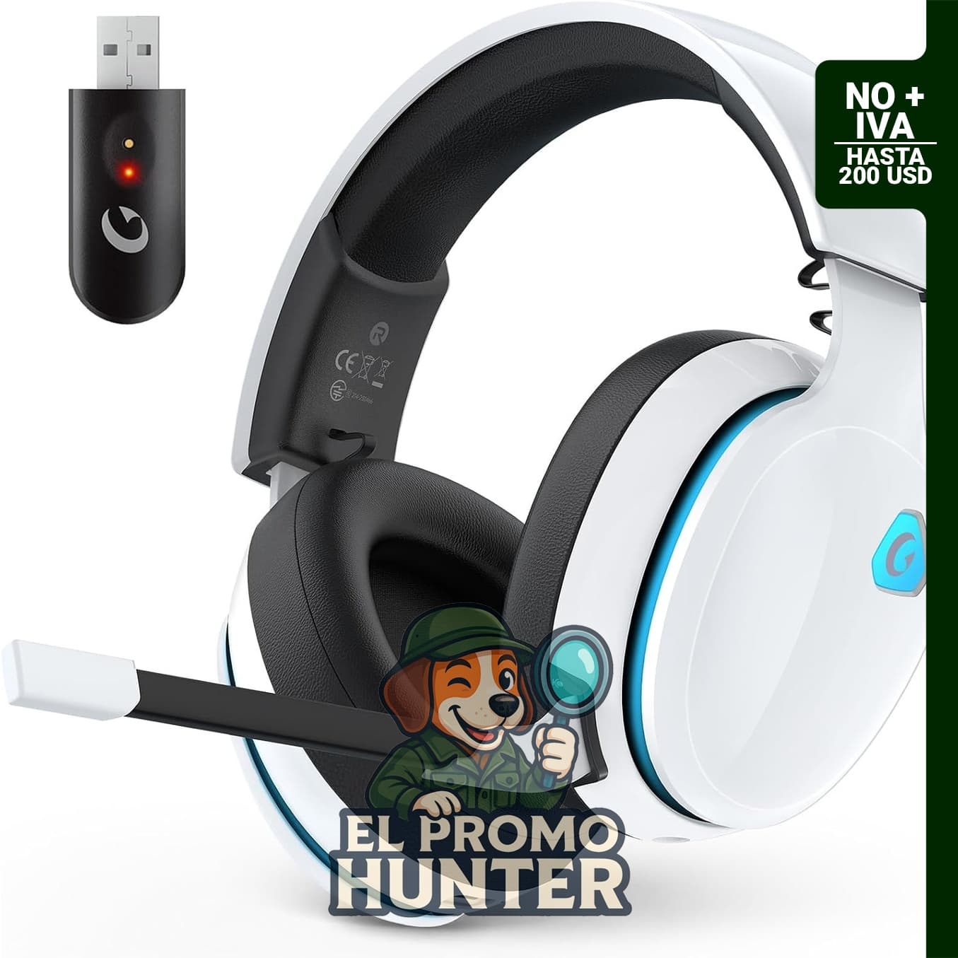 AOC Auriculares inalámbricos para juegos de 2.4 GHz, compatibles con PS5, PS4 y PC.