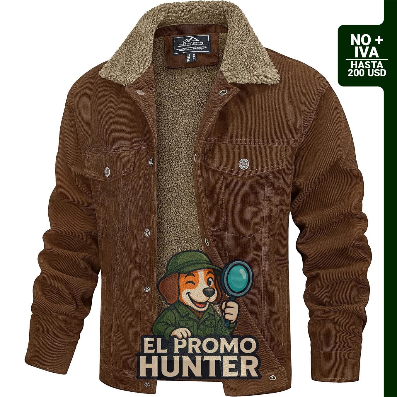 MAGCOMSEN Chaqueta de pana para hombre, forrada con sherpa, con 5 bolsillos.