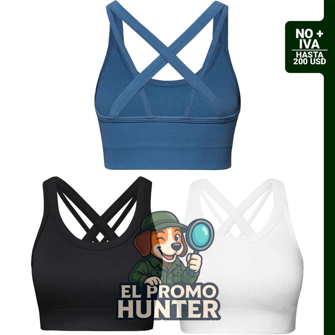 Sujetadores deportivos Nikuja de alto apoyo con espalda en cruz y tiras acolchadas.