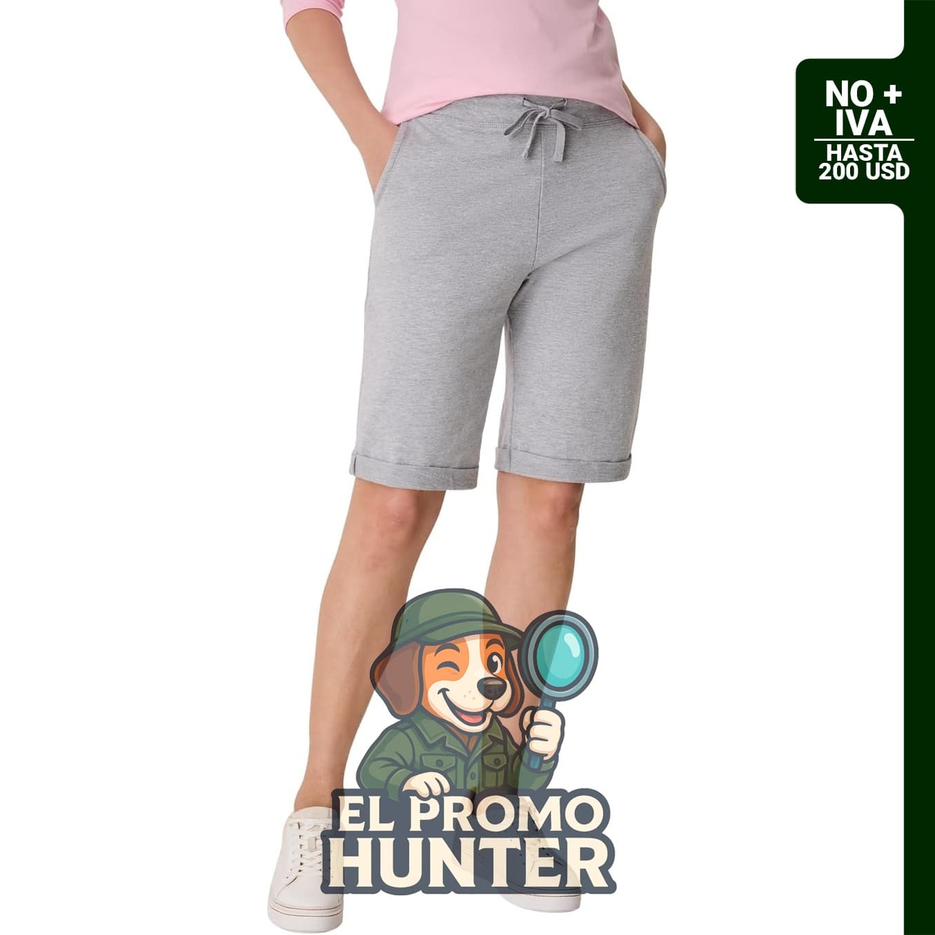 Hanes pantalones cortos de mujer, bermudas de rizo francés con bolsillo, 11 pulgadas.