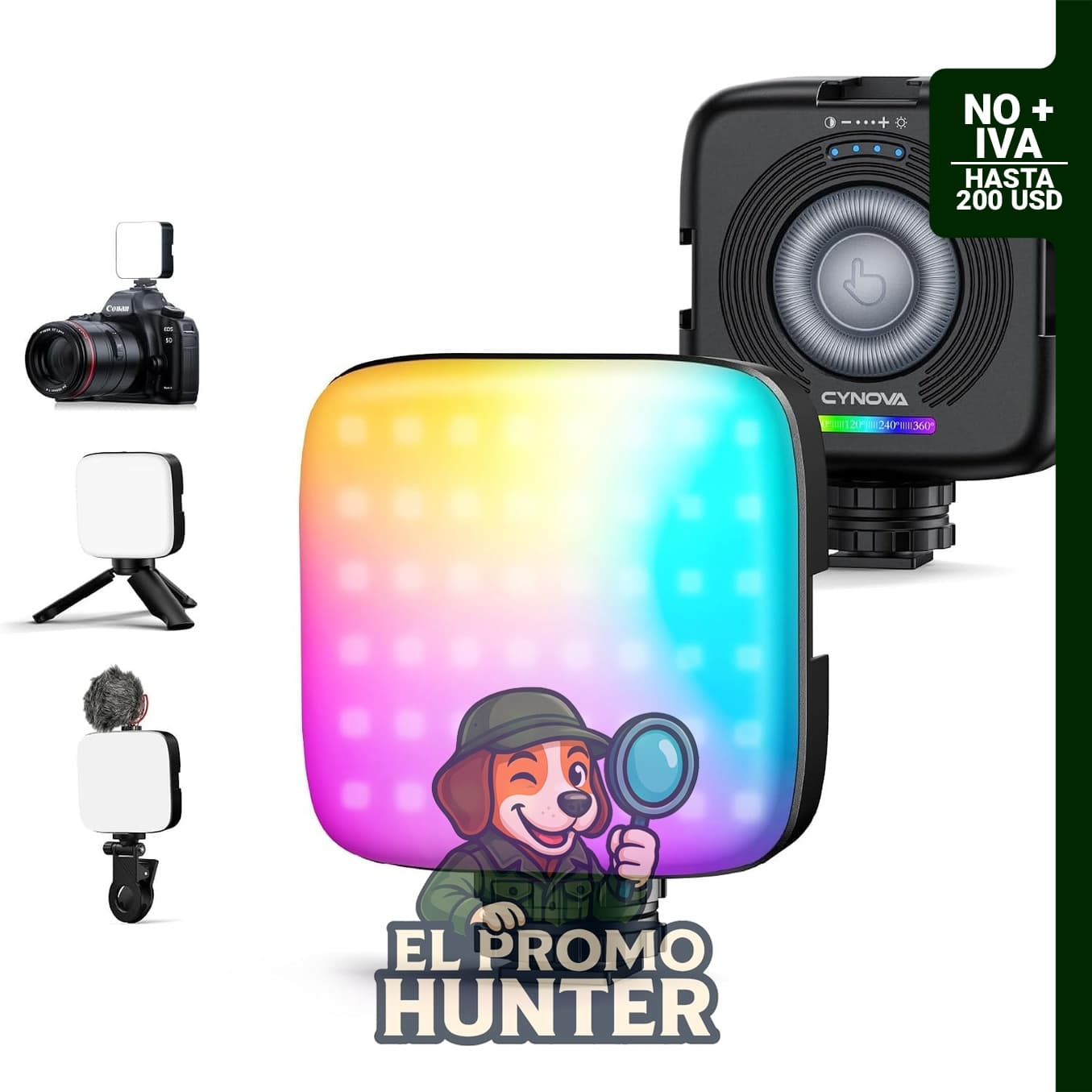 CYNOVA Luz magnética RGB de video con mini trípode de escritorio