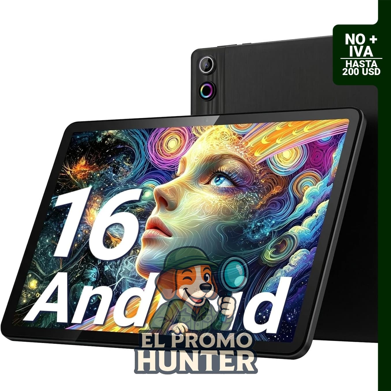 Gleeso Tableta 2026, Android, 10" (25.4 cm), 24GB RAM, 64GB almacenamiento, 1TB TF, batería 6000mAh, carga rápida.