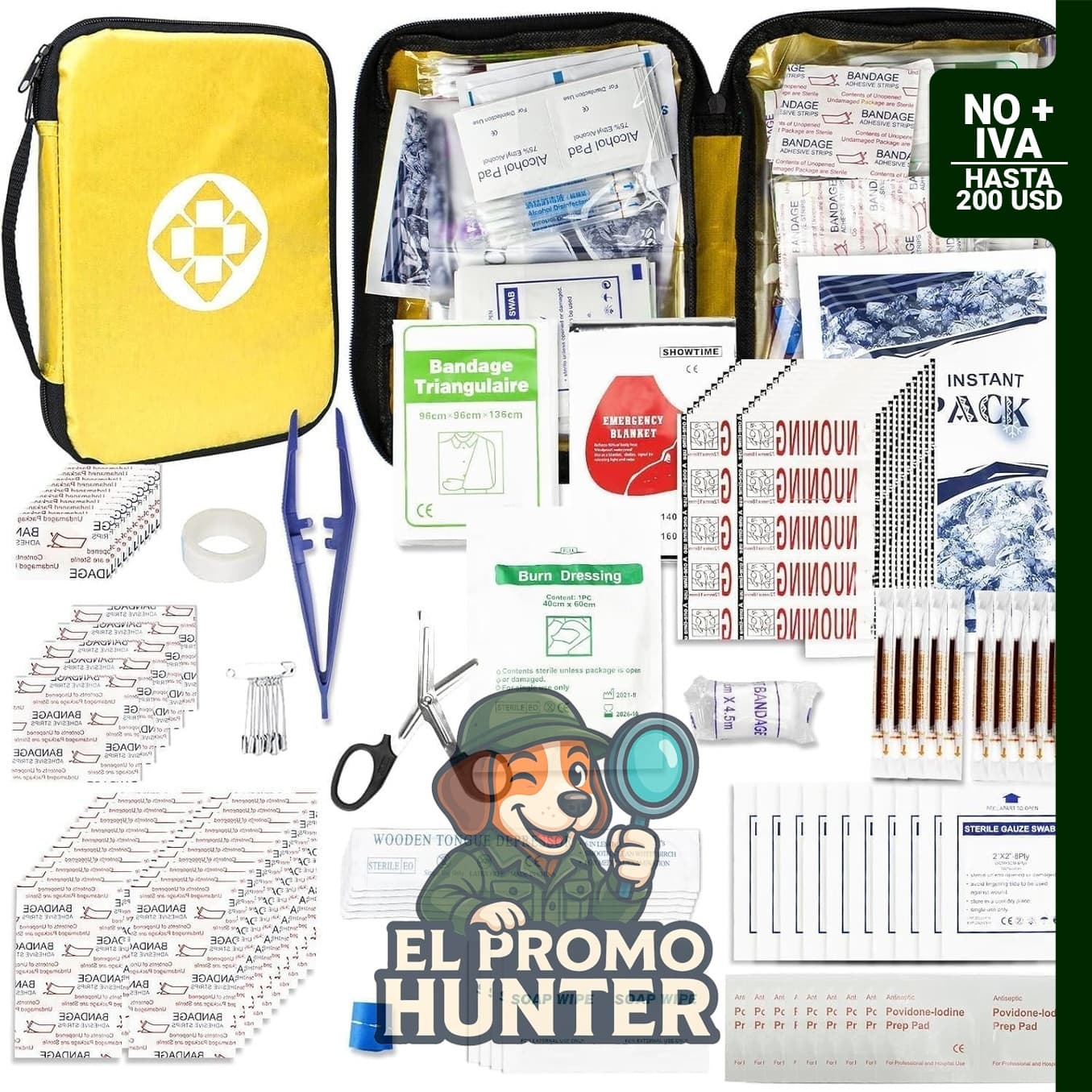 Kit de Repuesto de Primeros Auxilios Pequeño de 300 piezas para actividades al aire libre.