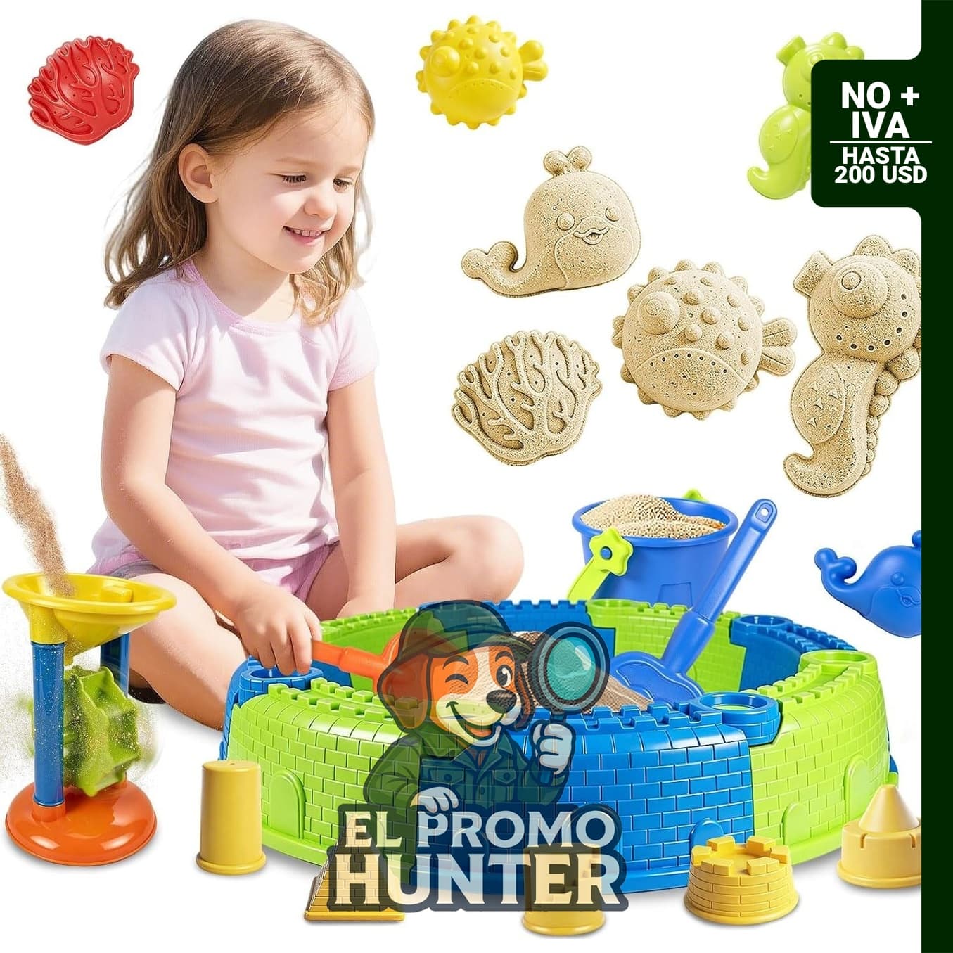 Juego de 25 juguetes de caja de arena para niños a partir de 18 meses, incluye palas, moldes y cubo.