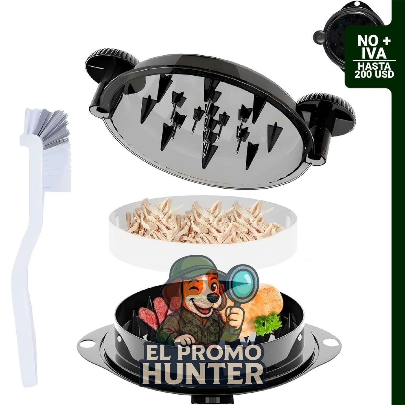 Herramienta Desmenuzadora de Pollo Twist de Wiki Jooy, adecuada para desmenuzar carne de pollo, res y cerdo.