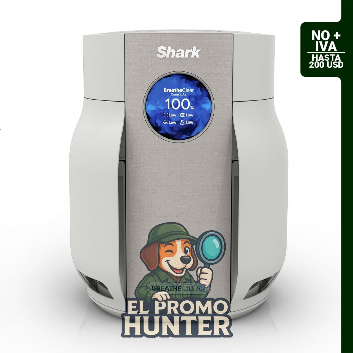 Shark Purificador de aire inteligente BreatheClear Compact Pro HP062, color Dove.