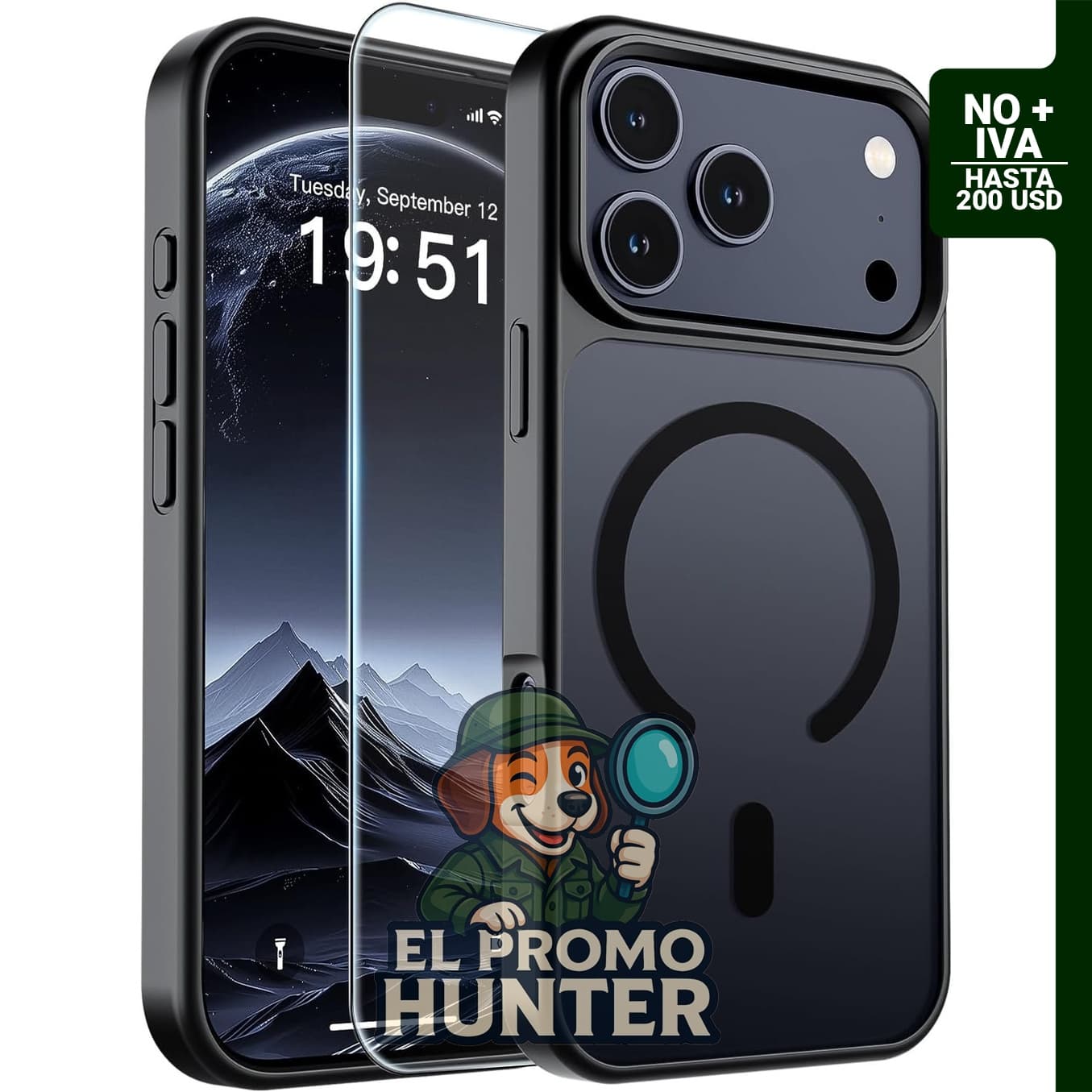 Funda magnética SUPFINE para iPhone 18 Pro y 17 Pro, color negro.