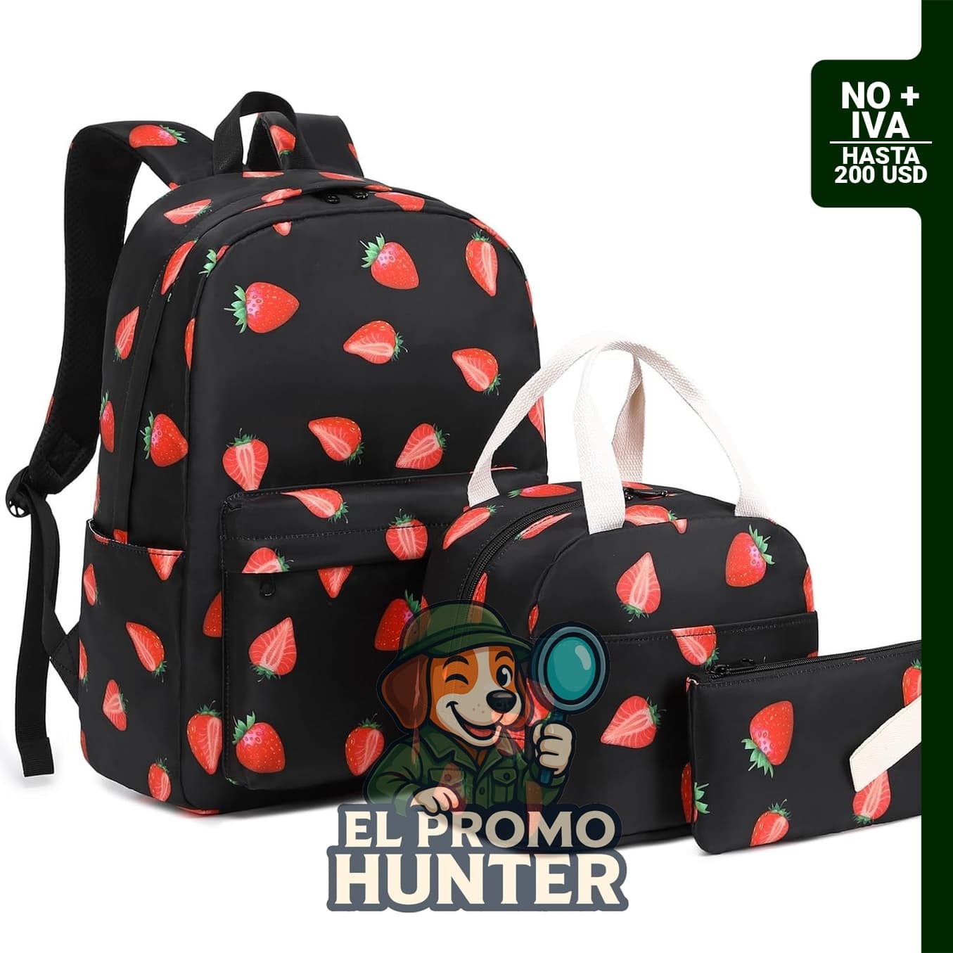 Mochila escolar Mimfutu 3 en 1 para niñas, incluye lonchera y estuche para lápices.