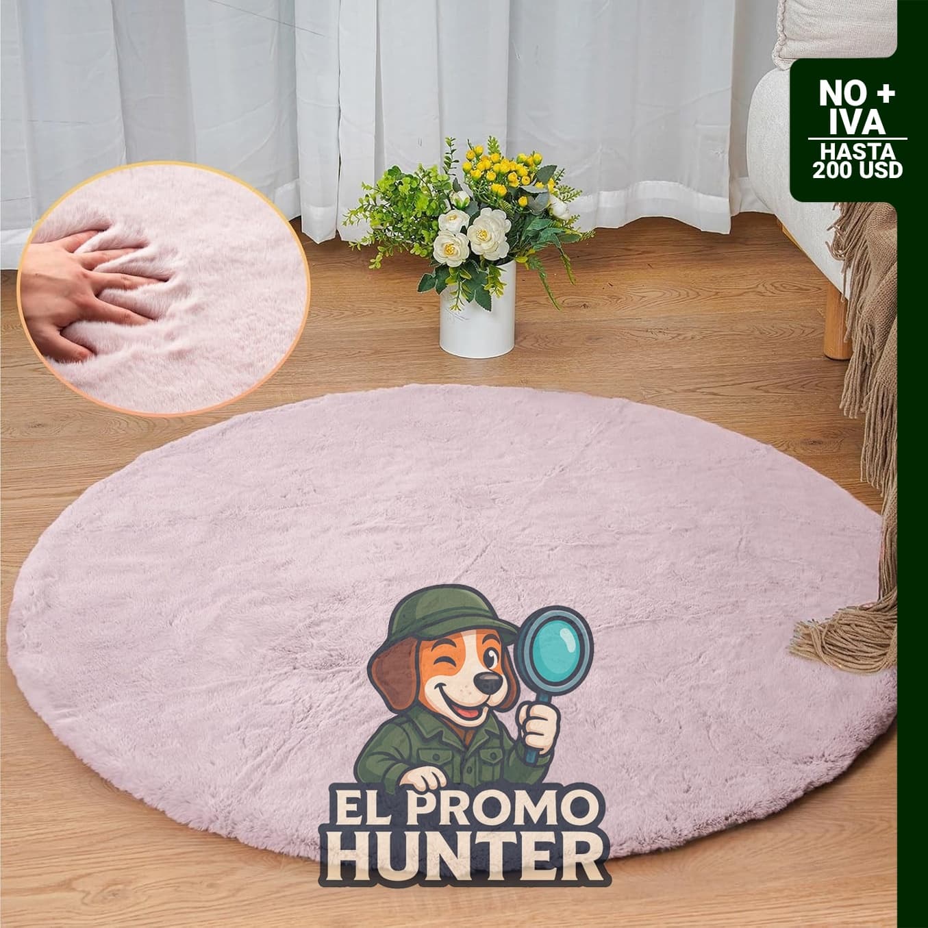 Alfombra redonda de 3 pies (91 cm) de piel sintética tipo conejo, lavable y esponjosa, ideal para dormitorios y salas.