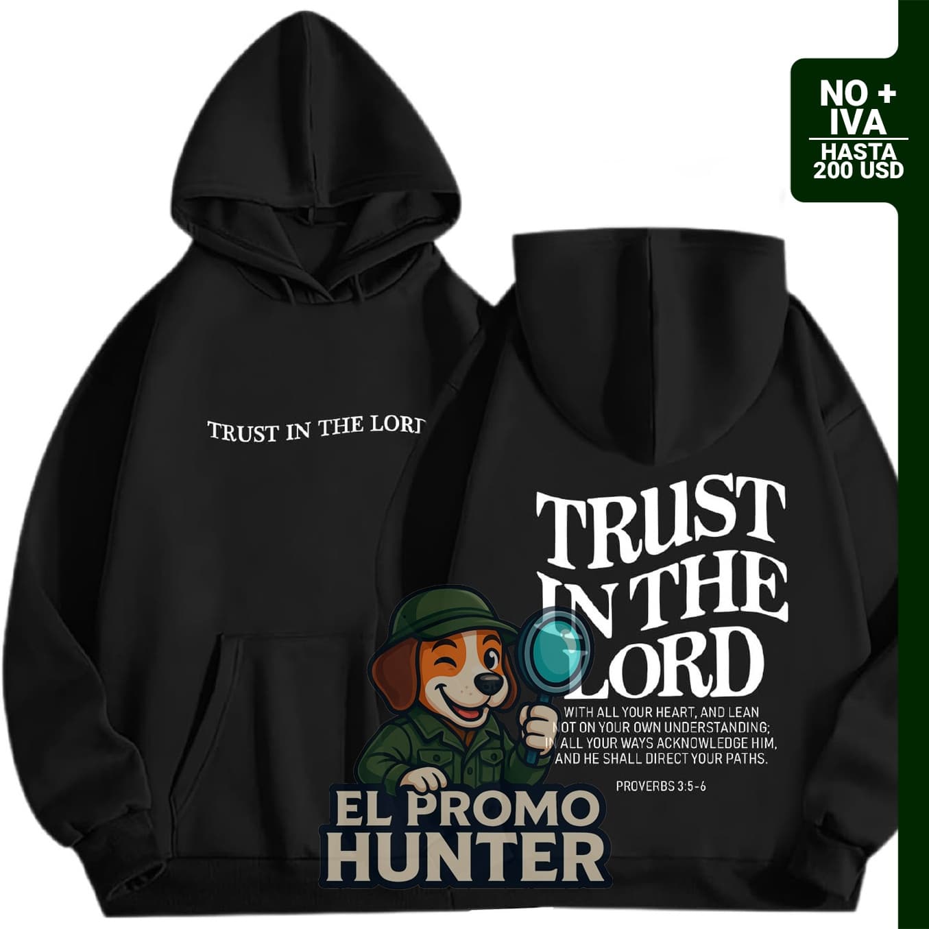 Sudadera con capucha Trust In The Lord para mujer, estampado con versículo bíblico.
