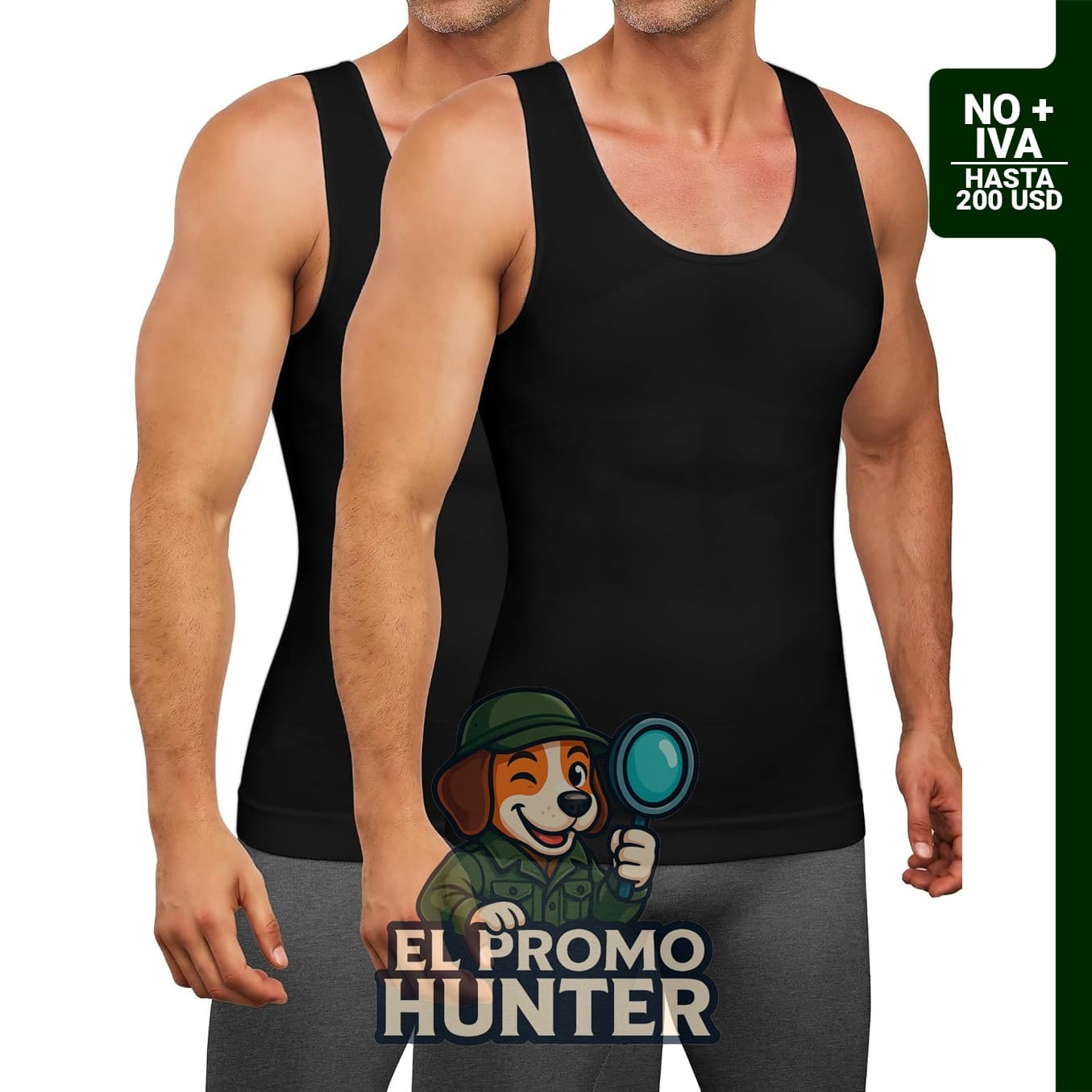 Paquete de 2 camisetas de compresión Gynomastica para hombre, cuello en U, sin mangas.
